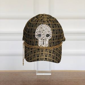 Brown Baseball cap with Skull Print